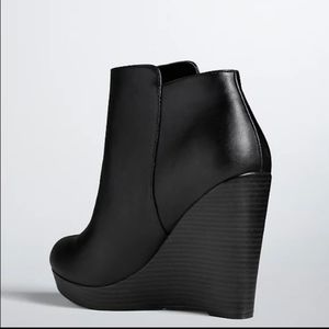 Torrid Black Vegan Leather Side Zip Wedge Heels Booties Size 10 Wide